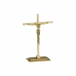 Small Satin Brass Crucifix